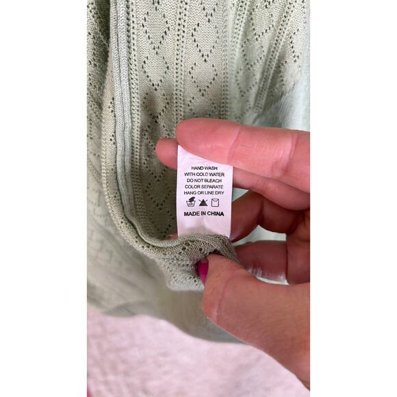 Debut Women's Size L Sage Green Open Front Cardigan Sweater #0241 - Picture 7 of 10
